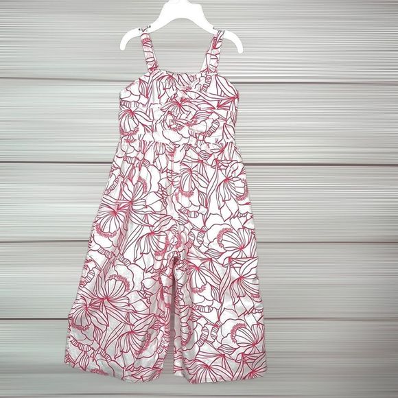 Janie and Jack Other - JANIE AND JACK Peony Double Knot Jumpsuit Floral Wide Leg Cotton Romper Size 3